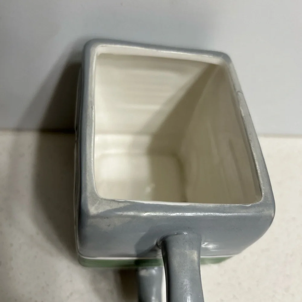 Happy Camper Gray and Blue Mug Planter
